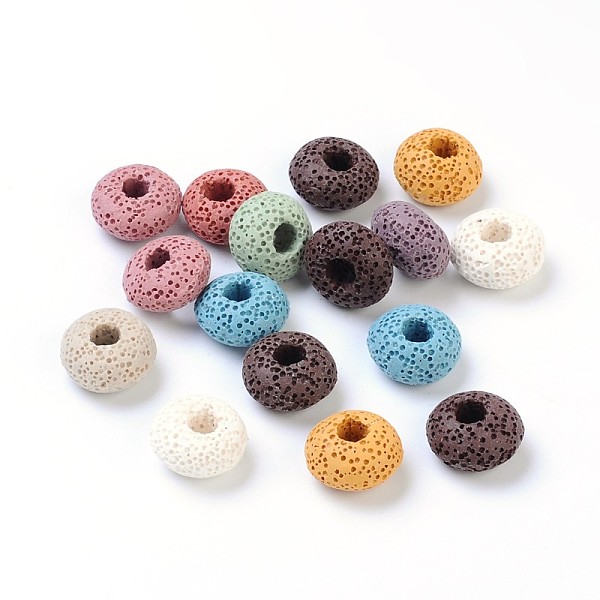 PandaHall Lava Rock Gemstone European Beads, Large Hole Beads, No Metal Core, Rondelle, Mixed Color, 15~16.5x9~10mm, Hole: 5mm Lava Rock..., Multicolor
PandaHall Lava Rock Gemstone European Beads, Large Hole Beads, No Metal Core, Rondelle, Mixed Color, 15~16.5x9~10mm, Hole: 5mm Lava Rock..., Multicolor