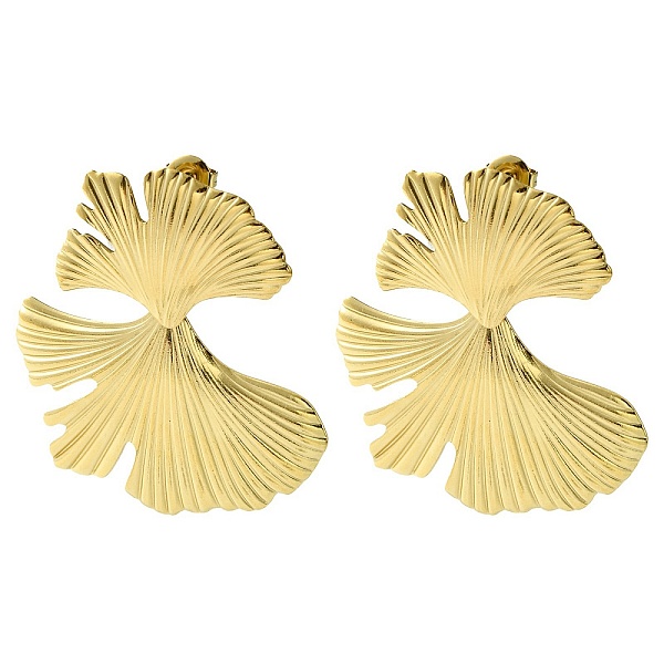 PandaHall Ion Plating(IP) 304 Stainless Steel Dangle Stud Earrings, Gingko Leaf, Real 14K Gold Plated, 48x45.5mm 304 Stainless Steel Leaf
PandaHall Ion Plating(IP) 304 Stainless Steel Dangle Stud Earrings, Gingko Leaf, Real 14K Gold Plated, 48x45.5mm 304 Stainless Steel Leaf