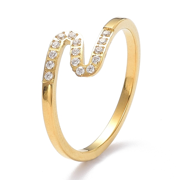 PandaHall Ion Plating(IP) 304 Stainless Steel Finger Rings, with Crystal Rhinestone, Wave, Golden, US Size 6~9(16.5~18.9mm) Stainless..., Clear
PandaHall Ion Plating(IP) 304 Stainless Steel Finger Rings, with Crystal Rhinestone, Wave, Golden, US Size 6~9(16.5~18.9mm) Stainless..., Clear