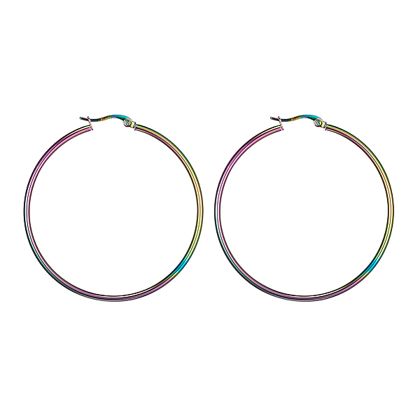 PandaHall 304 Stainless Steel Big Hoop Earrings, Hypoallergenic Earrings, Ring Shape, Rainbow Color, 12 Gauge, 54~56x2mm, Pin...
PandaHall 304 Stainless Steel Big Hoop Earrings, Hypoallergenic Earrings, Ring Shape, Rainbow Color, 12 Gauge, 54~56x2mm, Pin...