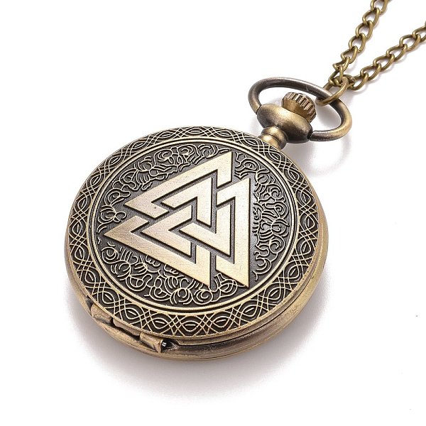 PandaHall Retro Alloy Flat Round with Triangle Pendant Pocket Watches, Quartz Watch, with Iron Chain and Lobster Claw Clasps, Antique Bronze...
PandaHall Retro Alloy Flat Round with Triangle Pendant Pocket Watches, Quartz Watch, with Iron Chain and Lobster Claw Clasps, Antique Bronze...