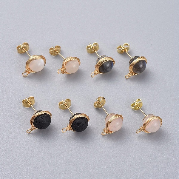 PandaHall 304 Stainless Steel Ear Stud, with Ear Nuts and Natural Gemstone Beads, Flat Round, Golden, 20~20.5x10mm, Hole: 1.5~2mm, Pin...
PandaHall 304 Stainless Steel Ear Stud, with Ear Nuts and Natural Gemstone Beads, Flat Round, Golden, 20~20.5x10mm, Hole: 1.5~2mm, Pin...