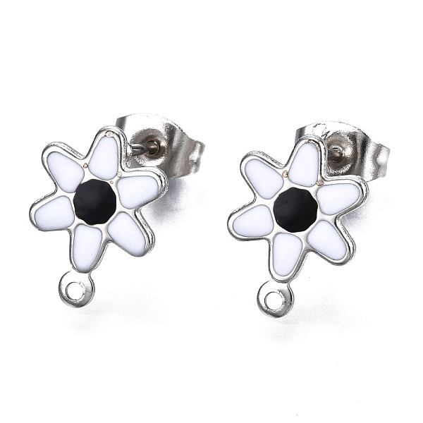 PandaHall 304 Stainless Steel Enamel Stud Earring Findings, with Loop and Ear Nuts/Earring Backs, Flower, White, 12.5x9mm, Hole: 1mm, Pin...
PandaHall 304 Stainless Steel Enamel Stud Earring Findings, with Loop and Ear Nuts/Earring Backs, Flower, White, 12.5x9mm, Hole: 1mm, Pin...