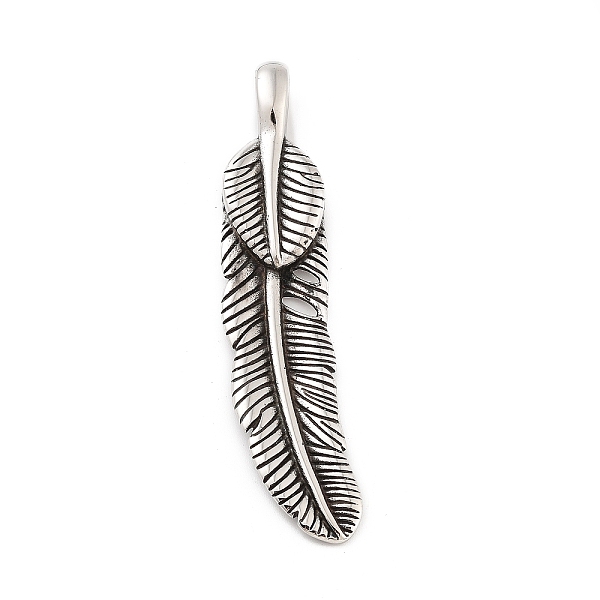 PandaHall Retro 304 Stainless Steel Big Pendants, Feather Charm, Antique Silver, 80x18.5x9.5mm, Hole: 5x9mm 304 Stainless Steel Feather
PandaHall Retro 304 Stainless Steel Big Pendants, Feather Charm, Antique Silver, 80x18.5x9.5mm, Hole: 5x9mm 304 Stainless Steel Feather