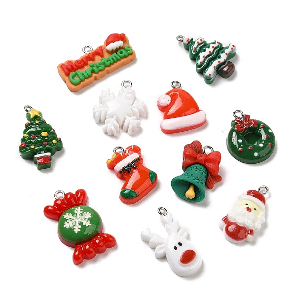 PandaHall Opaque Resin Pendants, Christmas Charms with Platinum Plated Iron Loops, Santa Claus & Christmas Tree & Wreath, Mixed Shapes..., Multicolor
PandaHall Opaque Resin Pendants, Christmas Charms with Platinum Plated Iron Loops, Santa Claus & Christmas Tree & Wreath, Mixed Shapes..., Multicolor