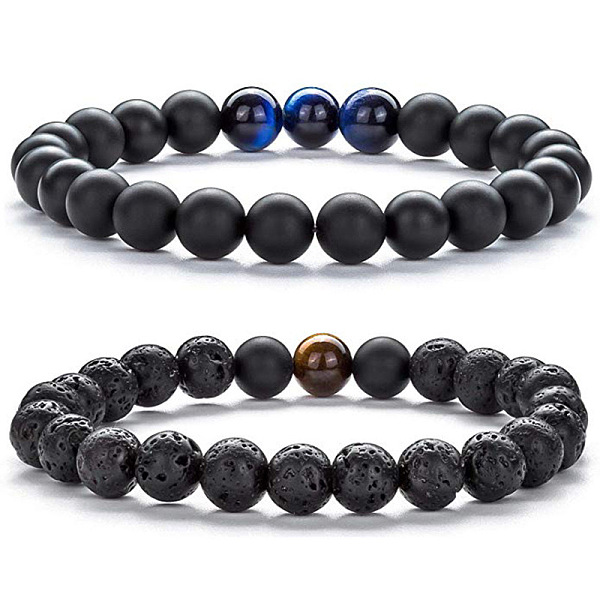 PandaHall 2Pcs 2 Style Natural Tiger Eye & Lava Rock & Synthetic Black Stone Round Beaded Stretch Bracelets Set Black Stone Round
PandaHall 2Pcs 2 Style Natural Tiger Eye & Lava Rock & Synthetic Black Stone Round Beaded Stretch Bracelets Set Black Stone Round