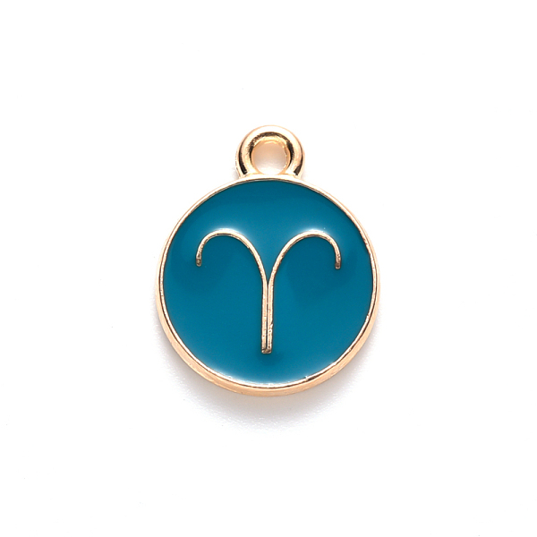 PandaHall Alloy Enamel Pendants, Cadmium Free & Lead Free, Flat Round with Constellation, Light Gold, Dark Cyan, Aries, 15x12x2mm, Hole...
PandaHall Alloy Enamel Pendants, Cadmium Free & Lead Free, Flat Round with Constellation, Light Gold, Dark Cyan, Aries, 15x12x2mm, Hole...