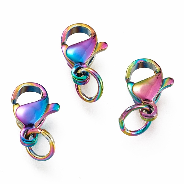 PandaHall Ion Plating(IP) 304 Stainless Steel Lobster Claw Clasps, With Jump Ring, Rainbow Color, 10x7x3mm, Hole: 3.2mm, Jump Ring: 5x0.6mm...
PandaHall Ion Plating(IP) 304 Stainless Steel Lobster Claw Clasps, With Jump Ring, Rainbow Color, 10x7x3mm, Hole: 3.2mm, Jump Ring: 5x0.6mm...