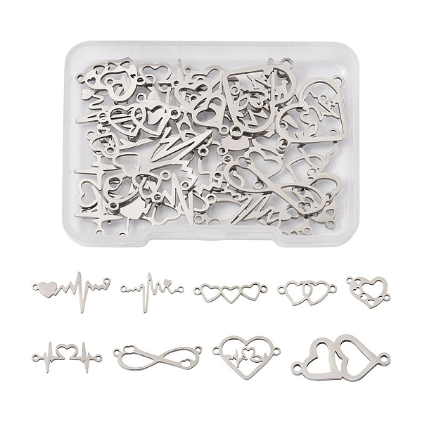 PandaHall 36Pcs 9 Styles 201 Stainless Steel Connector Charms, Mixed Heart Shapes, Stainless Steel Color, 7.5~19x9.5~28.5x1mm, Hole...
PandaHall 36Pcs 9 Styles 201 Stainless Steel Connector Charms, Mixed Heart Shapes, Stainless Steel Color, 7.5~19x9.5~28.5x1mm, Hole...