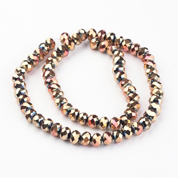 PandaHall Electroplate Glass Bead Strands, Faceted, Rondelle, Rose Gold Plated, 8x6mm, Hole: 1mm, about 72pcs/strand, 15.7 inch Glass...
PandaHall Electroplate Glass Bead Strands, Faceted, Rondelle, Rose Gold Plated, 8x6mm, Hole: 1mm, about 72pcs/strand, 15.7 inch Glass...