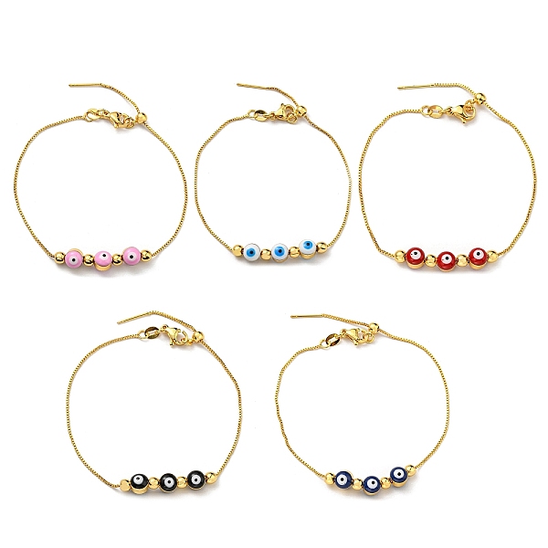 PandaHall Evil Eye Enamel Link Slider Bracelet with Box Chains, Rack Plating Brass Bracelet, Mixed Color, 7-1/8~8-1/8 inch(18.1~20.6cm)..., Multicolor
PandaHall Evil Eye Enamel Link Slider Bracelet with Box Chains, Rack Plating Brass Bracelet, Mixed Color, 7-1/8~8-1/8 inch(18.1~20.6cm)..., Multicolor