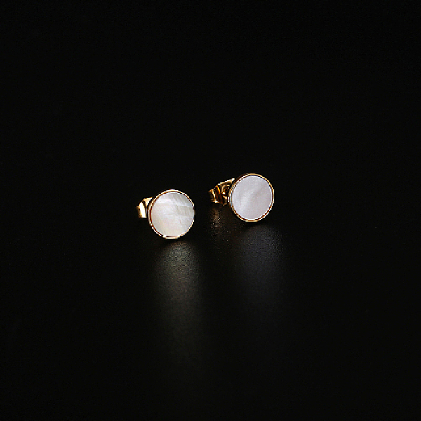 PandaHall 304 Stainless Steel Flat Round Stud Earrings, with Natural Shell, Golden, 8mm Shell Flat Round
PandaHall 304 Stainless Steel Flat Round Stud Earrings, with Natural Shell, Golden, 8mm Shell Flat Round