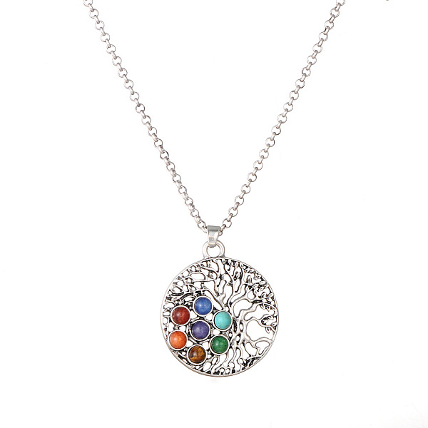 PandaHall Natural & Synthetic Mixed Stone Beaded Pendant Necklace, Chakra Yoga Theme Alloy Jewelry for Women Men, Tree of Life, 25.98 inch...
PandaHall Natural & Synthetic Mixed Stone Beaded Pendant Necklace, Chakra Yoga Theme Alloy Jewelry for Women Men, Tree of Life, 25.98 inch...