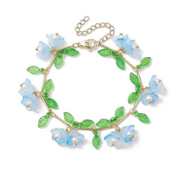 PandaHall Flower Glass & Acrylic Charm Bracelets, Brass Bar Link Chain Bracelets for Women, Light Sky Blue, 7-1/8 inch(18cm) Brass Flower
PandaHall Flower Glass & Acrylic Charm Bracelets, Brass Bar Link Chain Bracelets for Women, Light Sky Blue, 7-1/8 inch(18cm) Brass Flower