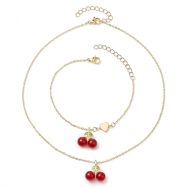 PandaHall Cherry Lampwork Pendant Necklaces & Heart Link Bracelets Sets, Brass Jewelry for Women, Golden, Necklace: 15-1/2 inch(39.5cm)...
PandaHall Cherry Lampwork Pendant Necklaces & Heart Link Bracelets Sets, Brass Jewelry for Women, Golden, Necklace: 15-1/2 inch(39.5cm)...
