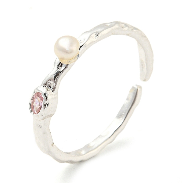 PandaHall Natural Pearl Open Cuff Ring with Rhinestone, Brass Finger Ring, Silver, US Size 7(17.3mm) Pearl
PandaHall Natural Pearl Open Cuff Ring with Rhinestone, Brass Finger Ring, Silver, US Size 7(17.3mm) Pearl