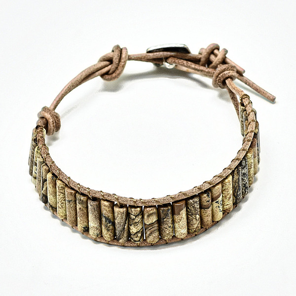 PandaHall Cowhide Leather Cord Bracelets, with Column Natural Picture Jasper Beads and Alloy Findings, 9~11 inch(23~28cm) Picture Jasper
PandaHall Cowhide Leather Cord Bracelets, with Column Natural Picture Jasper Beads and Alloy Findings, 9~11 inch(23~28cm) Picture Jasper