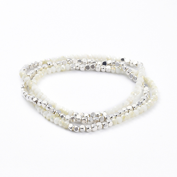 PandaHall Electroplate Glass Beads Stretch Bracelet Sets, 3strand/set, with Cube Brass Beads, Silver Color Plated, Cornsilk, 2-1/8 inch..., Gold
PandaHall Electroplate Glass Beads Stretch Bracelet Sets, 3strand/set, with Cube Brass Beads, Silver Color Plated, Cornsilk, 2-1/8 inch..., Gold