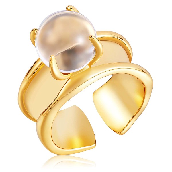 PandaHall 925 Sterling Silver Open Cuff Ring, Natural Quartz Crystal Round Beaded Ring for Women, Golden, US Size 5 1/4(15.9mm) Sterling...
PandaHall 925 Sterling Silver Open Cuff Ring, Natural Quartz Crystal Round Beaded Ring for Women, Golden, US Size 5 1/4(15.9mm) Sterling...