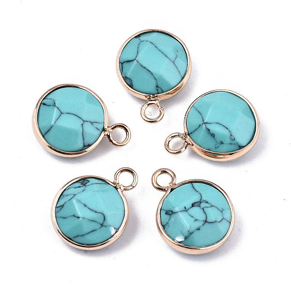 PandaHall Synthetic Turquoise Pendants, Light Gold Tone Brass Edge, Faceted, Dyed, Flat Round, 18x13.5x6mm, Hole: 2mm Synthetic Turquoise...
PandaHall Synthetic Turquoise Pendants, Light Gold Tone Brass Edge, Faceted, Dyed, Flat Round, 18x13.5x6mm, Hole: 2mm Synthetic Turquoise...