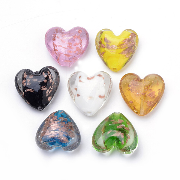 PandaHall Handmade Gold Sand Lampwork Beads, Heart, Mixed Color, 33~35x34~36x16~17mm, Hole: 2~3mm Lampwork Heart Multicolor
PandaHall Handmade Gold Sand Lampwork Beads, Heart, Mixed Color, 33~35x34~36x16~17mm, Hole: 2~3mm Lampwork Heart Multicolor