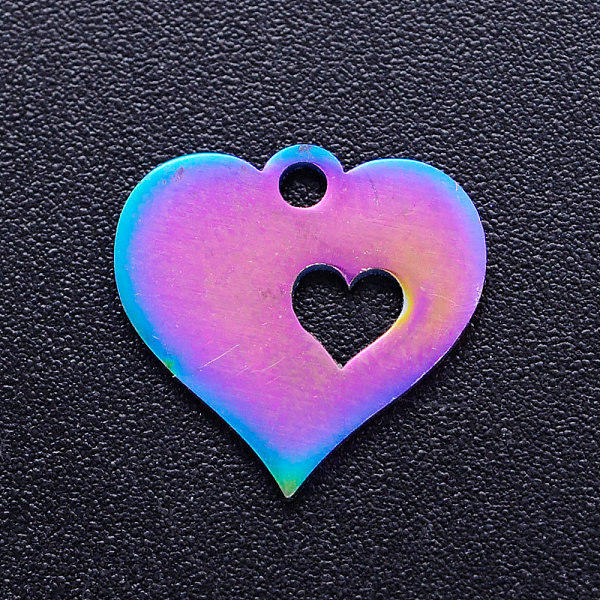 PandaHall Ion Plating(IP) 201 Stainless Steel Stamping Blank Tag Charms, Heart, Rainbow Color, 12.5x13x1mm, Hole: 1.5mm 201 Stainless Steel...
PandaHall Ion Plating(IP) 201 Stainless Steel Stamping Blank Tag Charms, Heart, Rainbow Color, 12.5x13x1mm, Hole: 1.5mm 201 Stainless Steel...