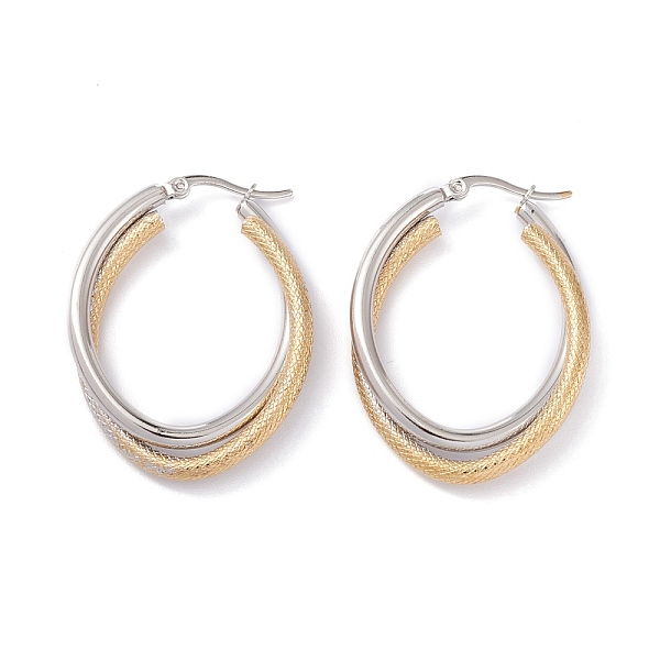 PandaHall 304 Stainless Steel Hoop Earrings, Double Oval, Golden & Stainless Steel Color, 41x30.5x3.5mm, Pin: 0.7mm 304 Stainless Steel Oval
PandaHall 304 Stainless Steel Hoop Earrings, Double Oval, Golden & Stainless Steel Color, 41x30.5x3.5mm, Pin: 0.7mm 304 Stainless Steel Oval