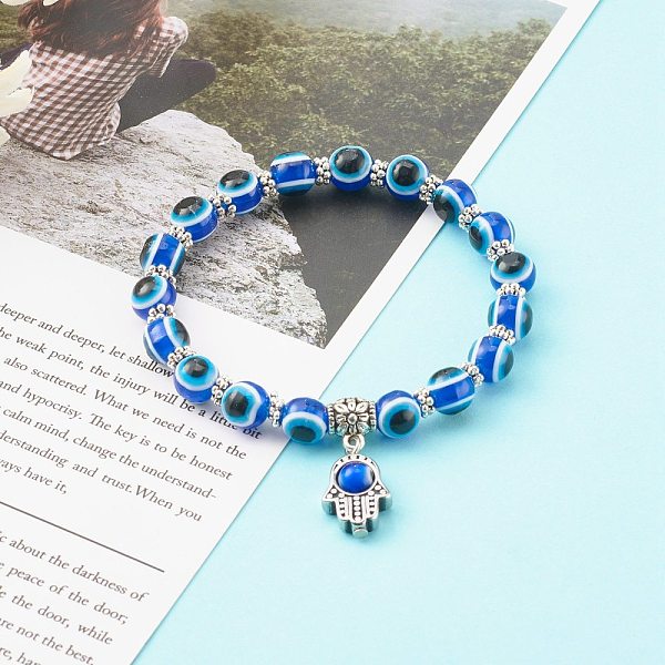 PandaHall 304 Stainless Steel Charm Stretch Bracelets, with Round Evil Eye Resin Beads and Alloy Spacer Beads, Royal Blue, Antique Silver...
PandaHall 304 Stainless Steel Charm Stretch Bracelets, with Round Evil Eye Resin Beads and Alloy Spacer Beads, Royal Blue, Antique Silver...