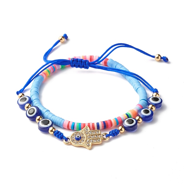 PandaHall Handmade Polymer Clay Heishi Beads Stretch Bracelets Set, Hamsa Hand /Hand of Miriam Alloy Rhinestone Links Bracelets, Evil Eye...
PandaHall Handmade Polymer Clay Heishi Beads Stretch Bracelets Set, Hamsa Hand /Hand of Miriam Alloy Rhinestone Links Bracelets, Evil Eye...