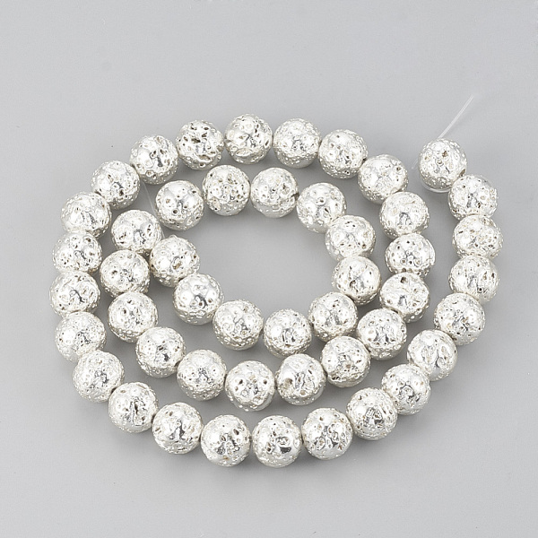 PandaHall Electroplated Natural Lava Rock Beads Strands, Round, Bumpy, Silver Plated, 9mm, Hole: 1mm, about 47pcs/strand, 15.7 inch Lava...
PandaHall Electroplated Natural Lava Rock Beads Strands, Round, Bumpy, Silver Plated, 9mm, Hole: 1mm, about 47pcs/strand, 15.7 inch Lava...