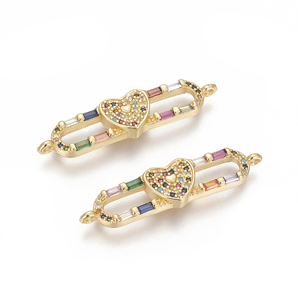 PandaHall Brass Micro Pave Cubic Zirconia Links, Oval with Heart, Colorful, Golden, 35x8.5x3mm, Hole: 1.2mm Brass+Cubic Zirconia Heart
PandaHall Brass Micro Pave Cubic Zirconia Links, Oval with Heart, Colorful, Golden, 35x8.5x3mm, Hole: 1.2mm Brass+Cubic Zirconia Heart