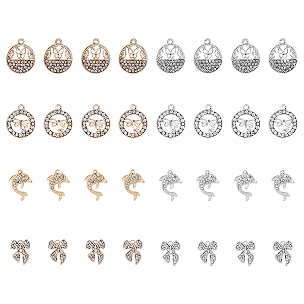PandaHall SUPERFINDINGS 32Pcs 8 Style Alloy Crystal Rhinestone Pendants, Bowknot & Dolphin & Flat Round with Butterfly, Platinum & Golden...
PandaHall SUPERFINDINGS 32Pcs 8 Style Alloy Crystal Rhinestone Pendants, Bowknot & Dolphin & Flat Round with Butterfly, Platinum & Golden...