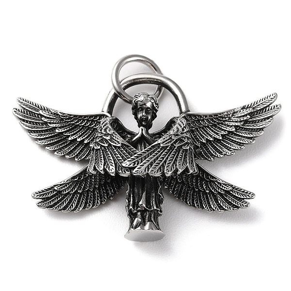 PandaHall Ion Plating(IP) 304 Stainless Steel Pendants, with Jump Ring, Angel Charm, Antique Silver, 31.5x47x11.8mm, Hole: 6.5mm 304...
PandaHall Ion Plating(IP) 304 Stainless Steel Pendants, with Jump Ring, Angel Charm, Antique Silver, 31.5x47x11.8mm, Hole: 6.5mm 304...
