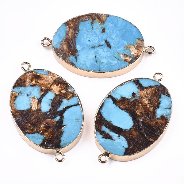 PandaHall Assembled Bronzite and Synthetic Turquoise Links connectors, with Iron Findings, Oval, Golden, 44~47x27~29x6mm, Hole: 2mm...
PandaHall Assembled Bronzite and Synthetic Turquoise Links connectors, with Iron Findings, Oval, Golden, 44~47x27~29x6mm, Hole: 2mm...