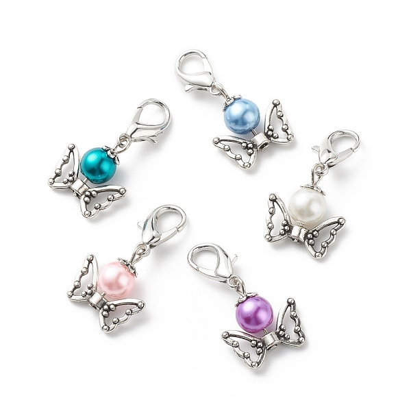 PandaHall Baking Painted Pearlized Glass Pearl Round Bead Pendant Decorations, with Alloy Lobster Claw Clasps and Butterfly Beads, Mixed..., Multicolor
PandaHall Baking Painted Pearlized Glass Pearl Round Bead Pendant Decorations, with Alloy Lobster Claw Clasps and Butterfly Beads, Mixed..., Multicolor