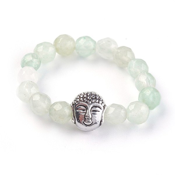 PandaHall Natural Green Aventurine Stretch Rings, with Alloy Buddha Beads, Faceted, Round, Antique Silver, Size 8, 18mm Green Aventurine
PandaHall Natural Green Aventurine Stretch Rings, with Alloy Buddha Beads, Faceted, Round, Antique Silver, Size 8, 18mm Green Aventurine