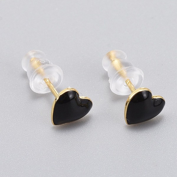 PandaHall Brass Enamel Stud Earrings, with Plastic Ear Nuts, Long-Lasting Plated, Heart, Real 18K Gold Plated, Black, 6x6.5mm, Pin: 1mm...
PandaHall Brass Enamel Stud Earrings, with Plastic Ear Nuts, Long-Lasting Plated, Heart, Real 18K Gold Plated, Black, 6x6.5mm, Pin: 1mm...