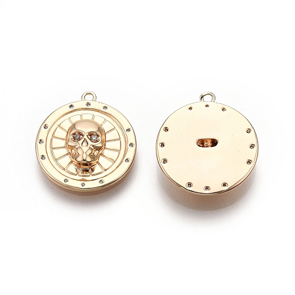 PandaHall Flat Round with Skull Pattern Brass Micro Pave Clear Cubic Zirconia Pendants, Nickel Free, Real 18K Gold Plated, 19.5x17.5x3.5mm...
PandaHall Flat Round with Skull Pattern Brass Micro Pave Clear Cubic Zirconia Pendants, Nickel Free, Real 18K Gold Plated, 19.5x17.5x3.5mm...
