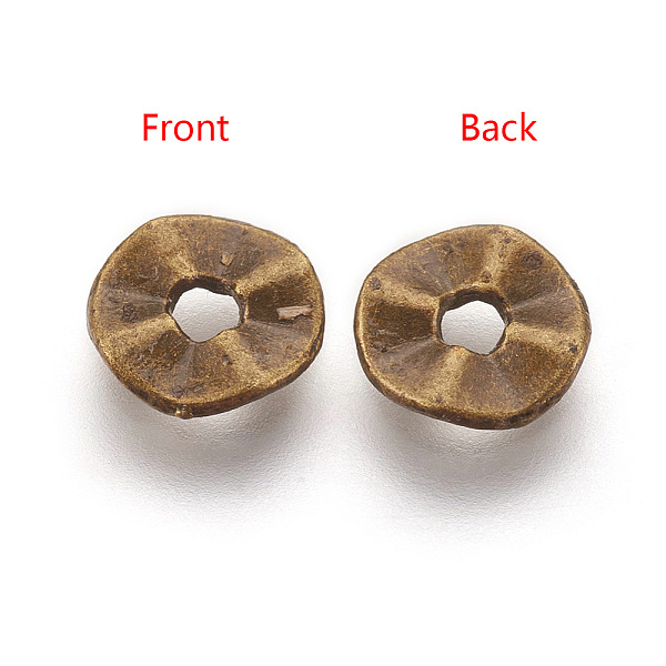 PandaHall Tibetan Style Alloy Wavy Spacer Beads, Lead Free, Flat Round, Antique Bronze Color, Size: about 7mm in diameter, 1mm thick, hole...
PandaHall Tibetan Style Alloy Wavy Spacer Beads, Lead Free, Flat Round, Antique Bronze Color, Size: about 7mm in diameter, 1mm thick, hole...
