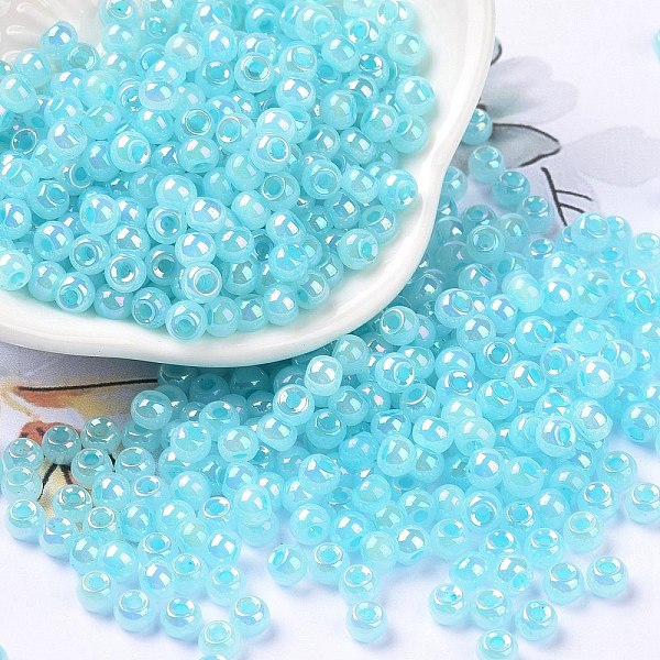 PandaHall 6/0 Opaque Colours Rainbow Plated Round Glass Seed Beads, Deep Sky Blue, 4x3mm, Hole: 1.2mm, about 7200pcs/pound Glass
PandaHall 6/0 Opaque Colours Rainbow Plated Round Glass Seed Beads, Deep Sky Blue, 4x3mm, Hole: 1.2mm, about 7200pcs/pound Glass