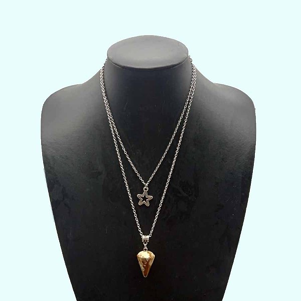 PandaHall Star Pendant Necklaces, Natural Selenite Hexagonal Cone Necklace, Double Layer Necklaces Other
PandaHall Star Pendant Necklaces, Natural Selenite Hexagonal Cone Necklace, Double Layer Necklaces Other