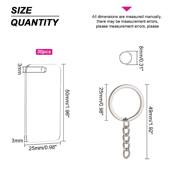 PandaHall BENECREAT DIY Transparent Acrylic Keychain Clasps Making Kits, Including Rectangle Blank Big Pendants, Iron Split Key Rings, Clear...
PandaHall BENECREAT DIY Transparent Acrylic Keychain Clasps Making Kits, Including Rectangle Blank Big Pendants, Iron Split Key Rings, Clear...