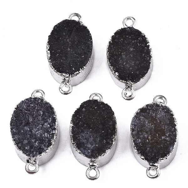 PandaHall Natural Druzy Agate Links Connectors, with Edge Platinum Plated Iron Loops, Dyed, Oval, Black, 25~26x13.5x8~9mm, Hole: 1.5mm...
PandaHall Natural Druzy Agate Links Connectors, with Edge Platinum Plated Iron Loops, Dyed, Oval, Black, 25~26x13.5x8~9mm, Hole: 1.5mm...