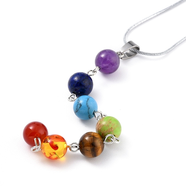 PandaHall Chakra Jewelry, 304 Stainless Steel Pendant Necklaces, with Mixed Stone Pendant and Spring Ring Clasps, 16.6 inch(42.4cm) Mixed...
PandaHall Chakra Jewelry, 304 Stainless Steel Pendant Necklaces, with Mixed Stone Pendant and Spring Ring Clasps, 16.6 inch(42.4cm) Mixed...