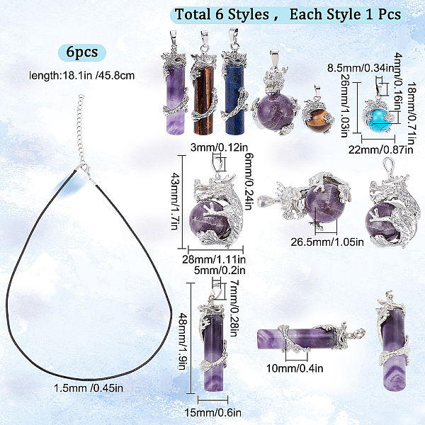 PandaHall SUNNYCLUE 1 Box 6 Styles Dragon Wrapped Crystal Necklace Cylinder Gemstone Necklace Round Ball Gemstones Healing Natural Gemstone...
PandaHall SUNNYCLUE 1 Box 6 Styles Dragon Wrapped Crystal Necklace Cylinder Gemstone Necklace Round Ball Gemstones Healing Natural Gemstone...