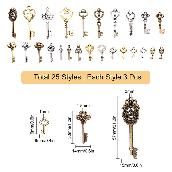 PandaHall SUNNYCLUE 75Pcs 25 Styles Vintage Skeleton Keys Charm Pendants Steampunk Castle Dungeon Pirate key charms Set Antique Bronze...
PandaHall SUNNYCLUE 75Pcs 25 Styles Vintage Skeleton Keys Charm Pendants Steampunk Castle Dungeon Pirate key charms Set Antique Bronze...