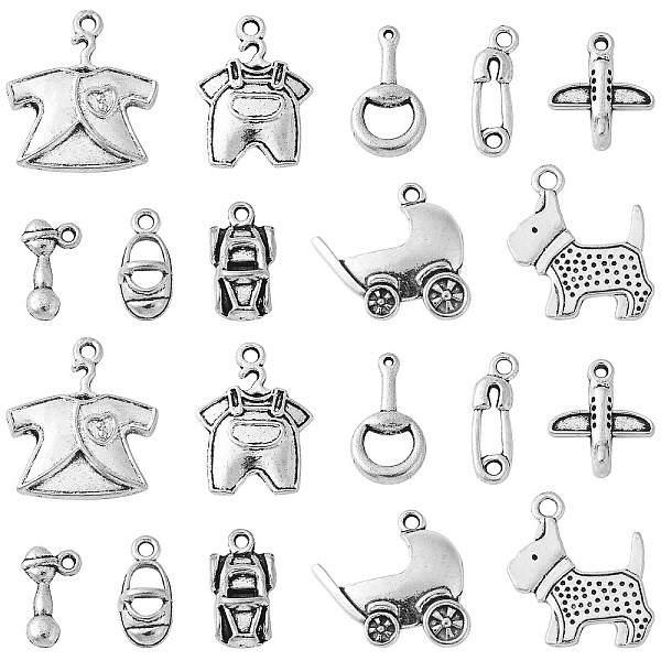 PandaHall 100Pcs 10 Styles Tibetan Style Alloy Charms, Antique Silver, Baby Style Charms, Clothes/Dog/Shoes/Baby Carriage Charms, Antique...
PandaHall 100Pcs 10 Styles Tibetan Style Alloy Charms, Antique Silver, Baby Style Charms, Clothes/Dog/Shoes/Baby Carriage Charms, Antique...