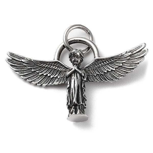 PandaHall Ion Plating(IP) 304 Stainless Steel Pendants, with Jump Ring, Praying Angel Charm, Antique Silver, 28x44.5x7mm, Hole: 6.8mm 304...
PandaHall Ion Plating(IP) 304 Stainless Steel Pendants, with Jump Ring, Praying Angel Charm, Antique Silver, 28x44.5x7mm, Hole: 6.8mm 304...