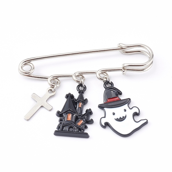 PandaHall Iron Safety Brooch for Halloween, with Alloy Enamel Pendants, Haunted House & Ghost, Black, Platinum, 38mm Iron Black
PandaHall Iron Safety Brooch for Halloween, with Alloy Enamel Pendants, Haunted House & Ghost, Black, Platinum, 38mm Iron Black