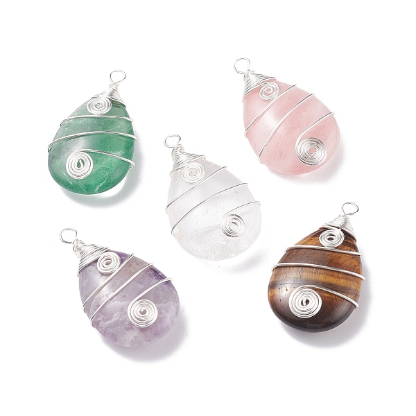 PandaHall Natural Gemstone Pendants, with Silver Tone Copper Wire Wrapped, Teardrop, 43~44.5x25.5~26.5x10.5~11.5mm, Hole: 3.5~4mm Mixed...
PandaHall Natural Gemstone Pendants, with Silver Tone Copper Wire Wrapped, Teardrop, 43~44.5x25.5~26.5x10.5~11.5mm, Hole: 3.5~4mm Mixed...